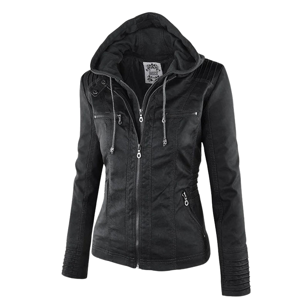 Kamila - La Chaqueta de Cuero con Capucha
