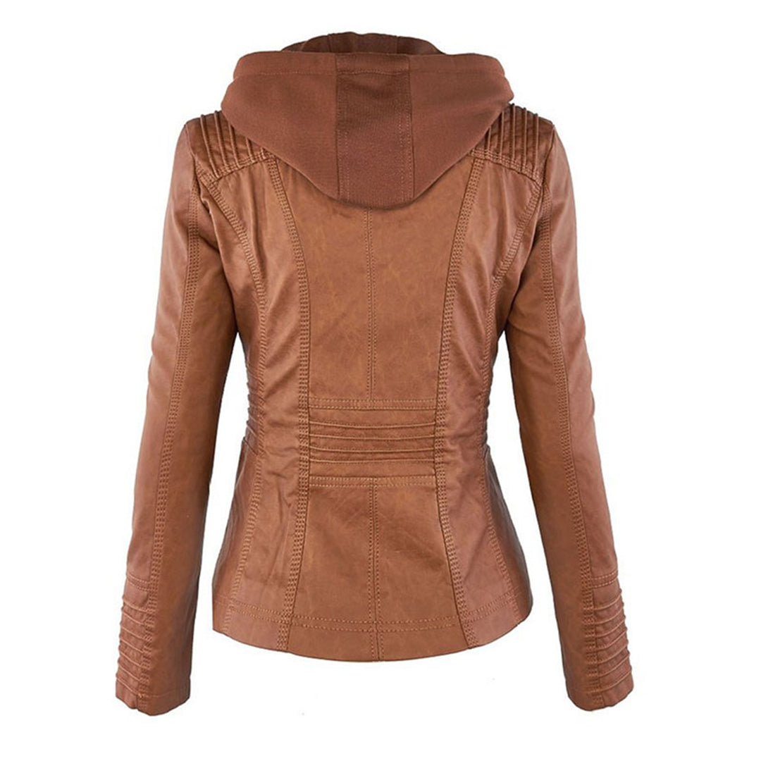 Kamila - La Chaqueta de Cuero con Capucha