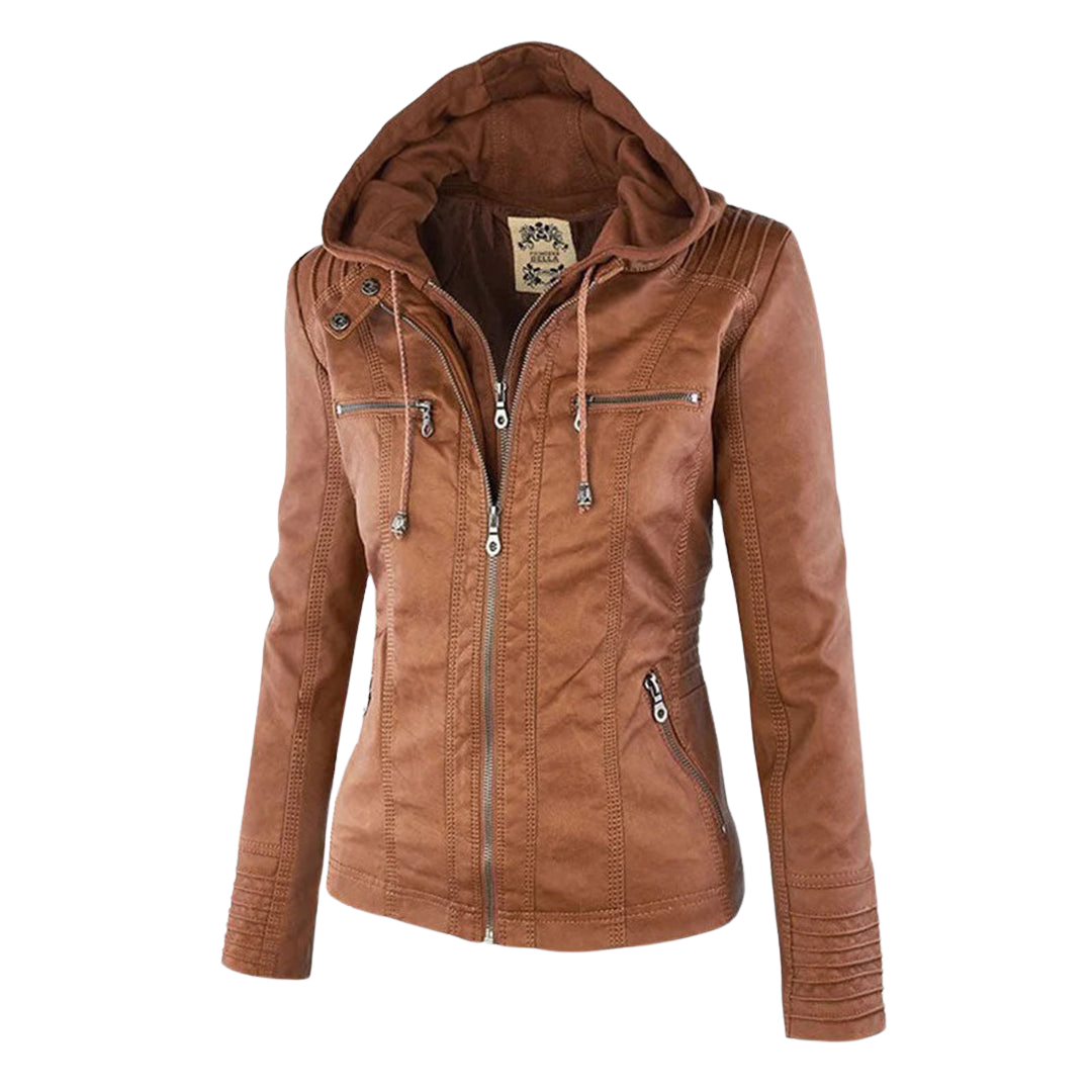 Kamila - La Chaqueta de Cuero con Capucha