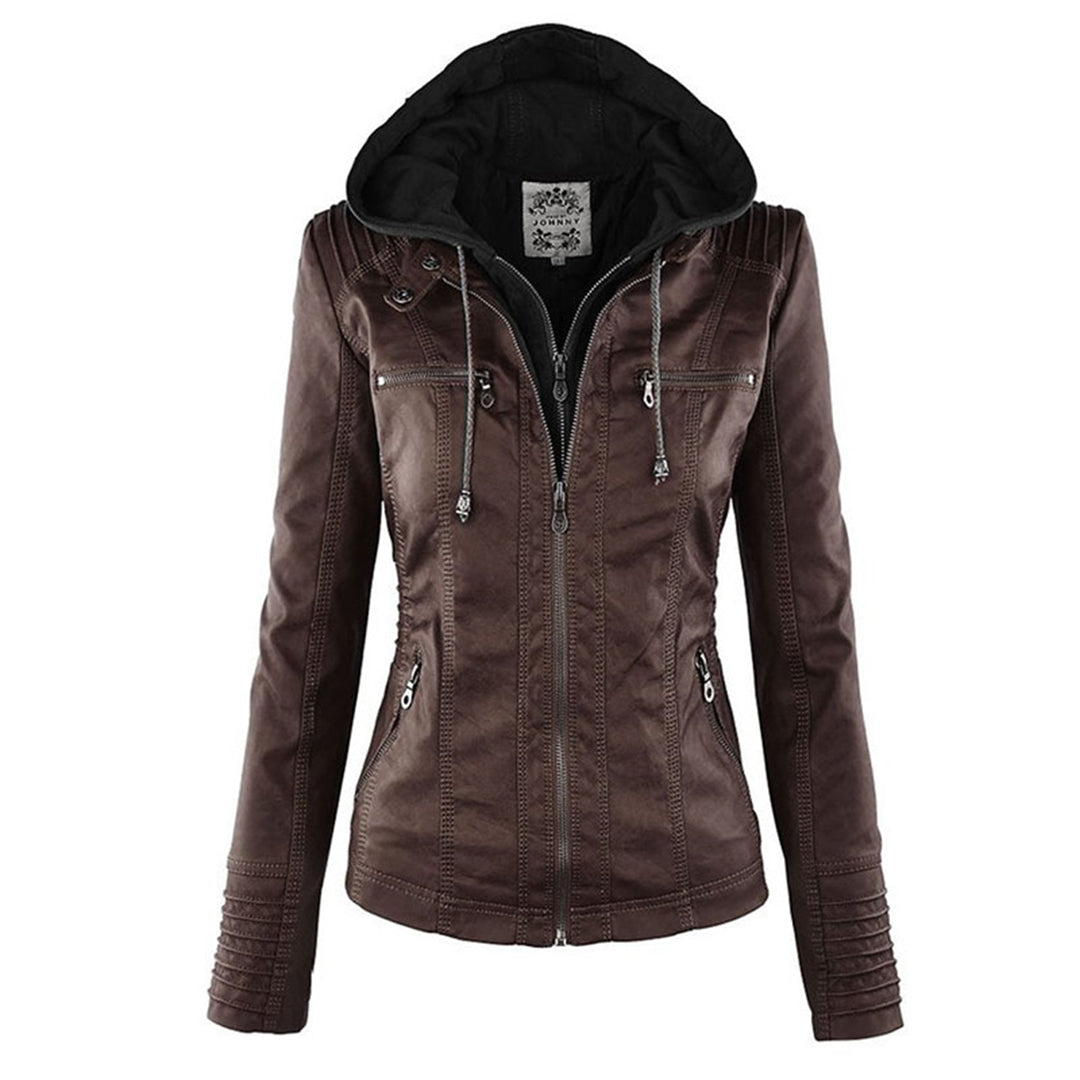 Kamila - La Chaqueta de Cuero con Capucha