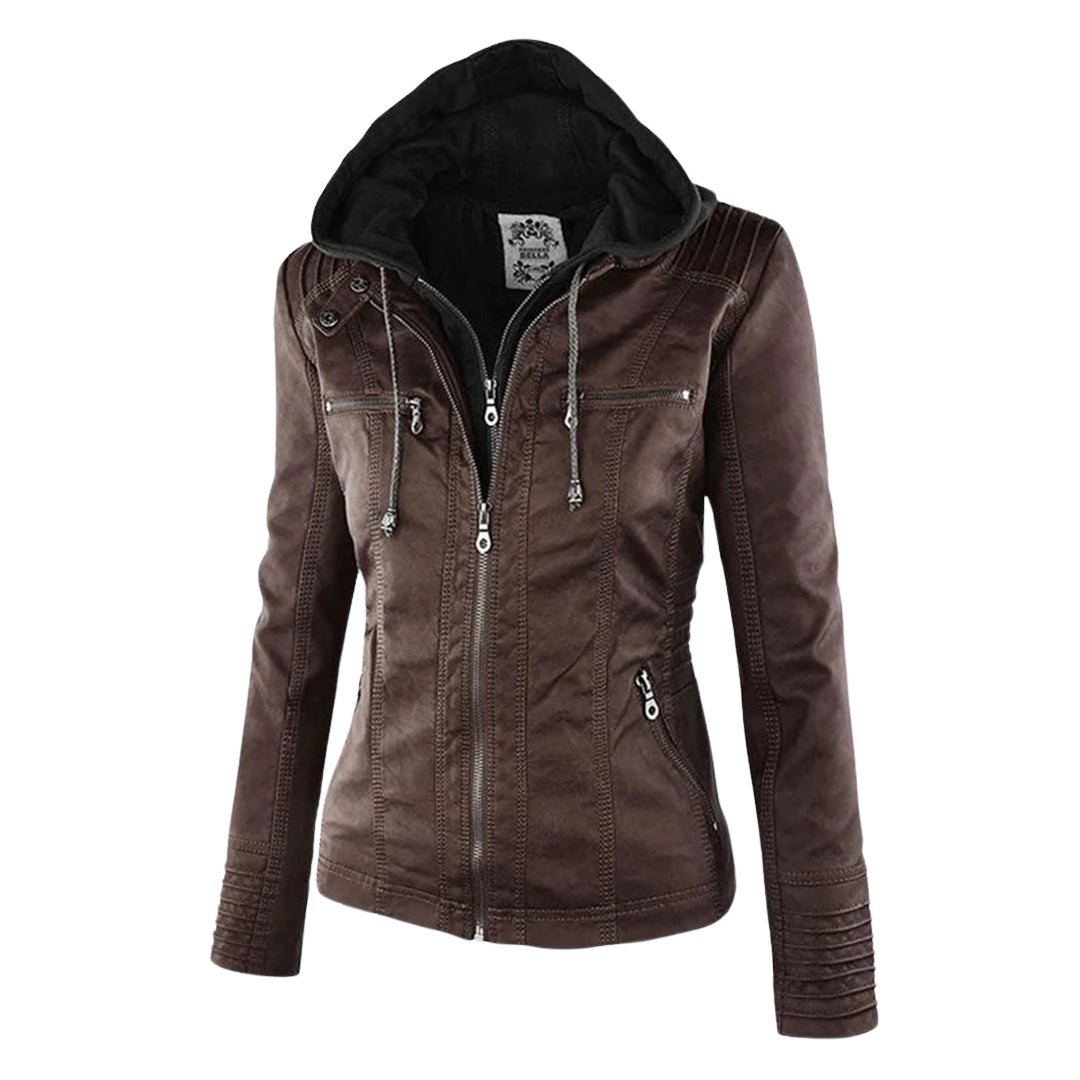 Kamila - La Chaqueta de Cuero con Capucha