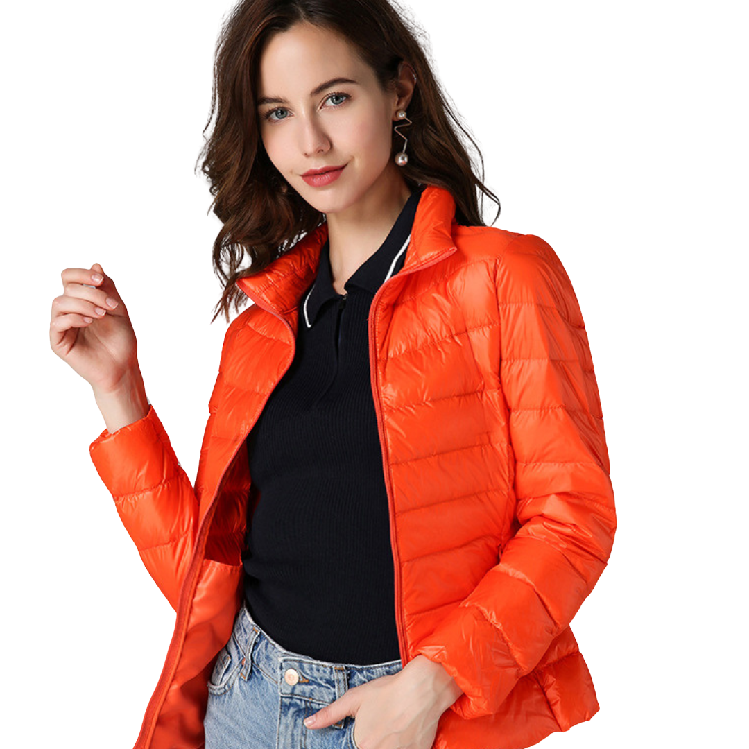 Maribel - La Chaqueta Impermeable de Plumón Blanca