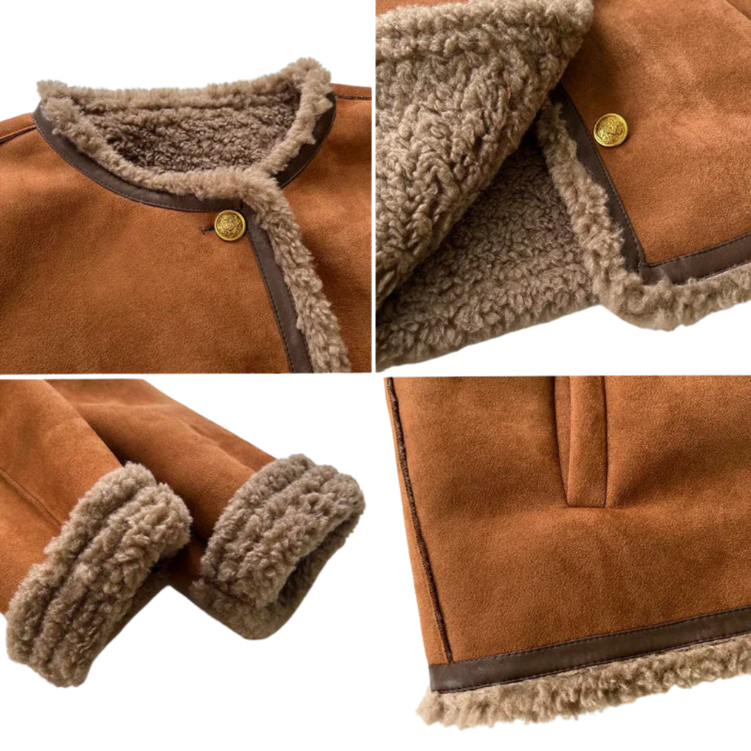 Rosalie - La Chaqueta de Cuero de Oveja con Botones