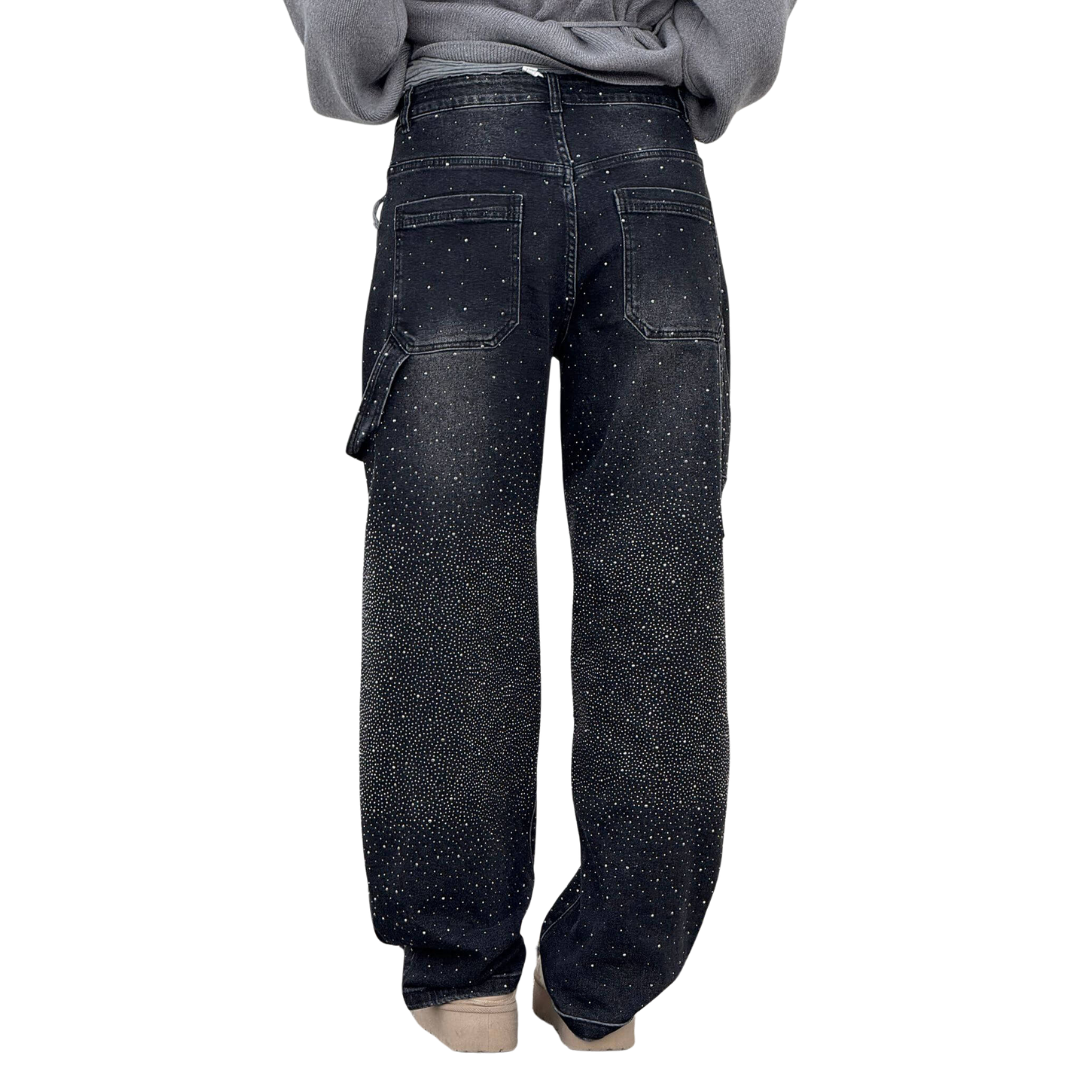 Rosaline - Los Jeans Carpenter con Paillettes y Talle Ajustado