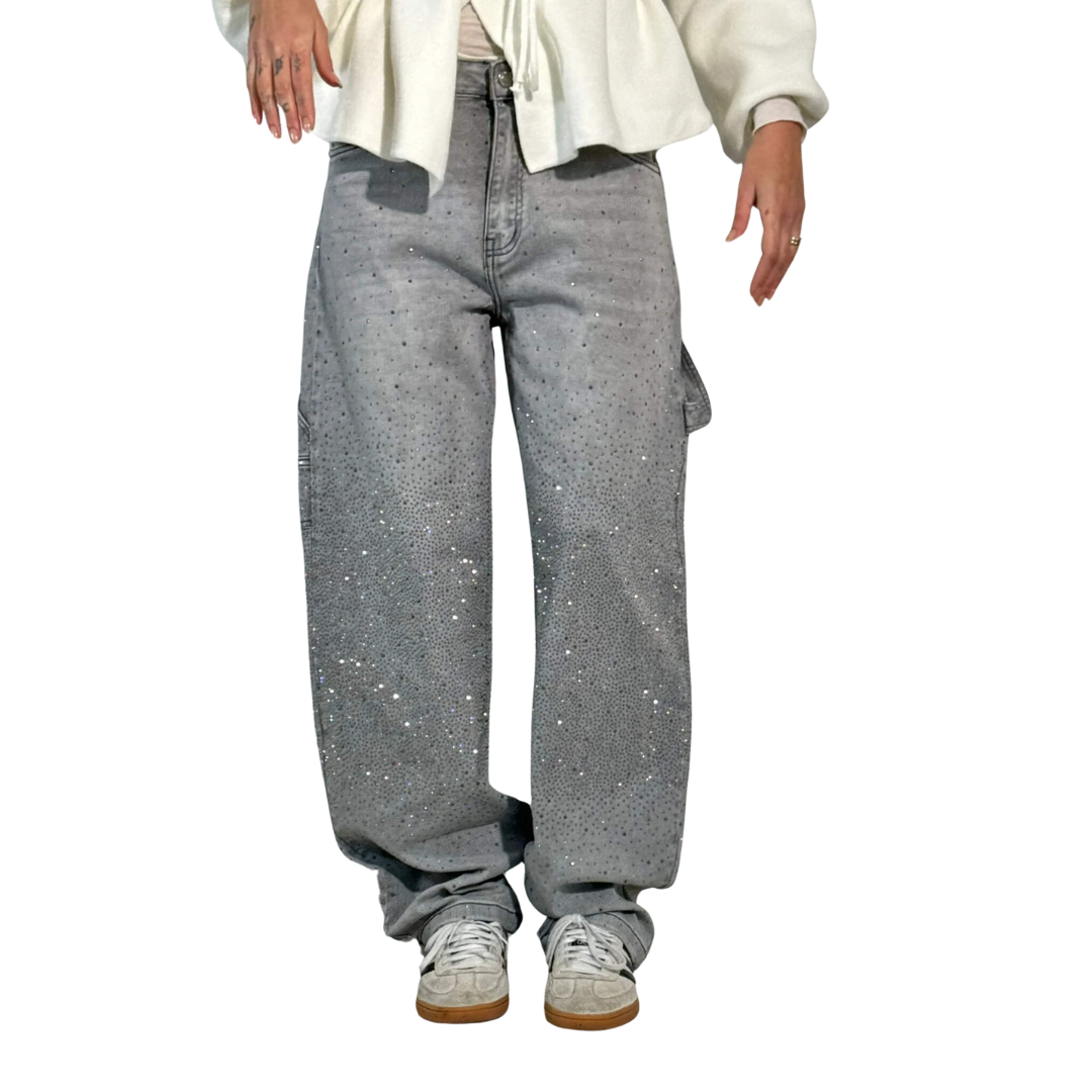 Rosaline - Los Jeans Carpenter con Paillettes y Talle Ajustado