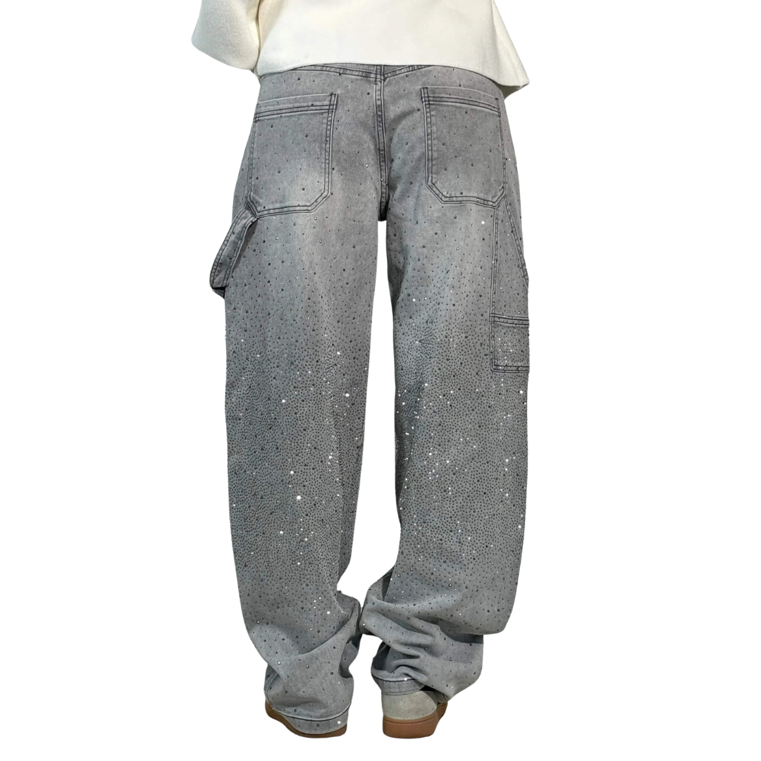 Rosaline - Los Jeans Carpenter con Paillettes y Talle Ajustado