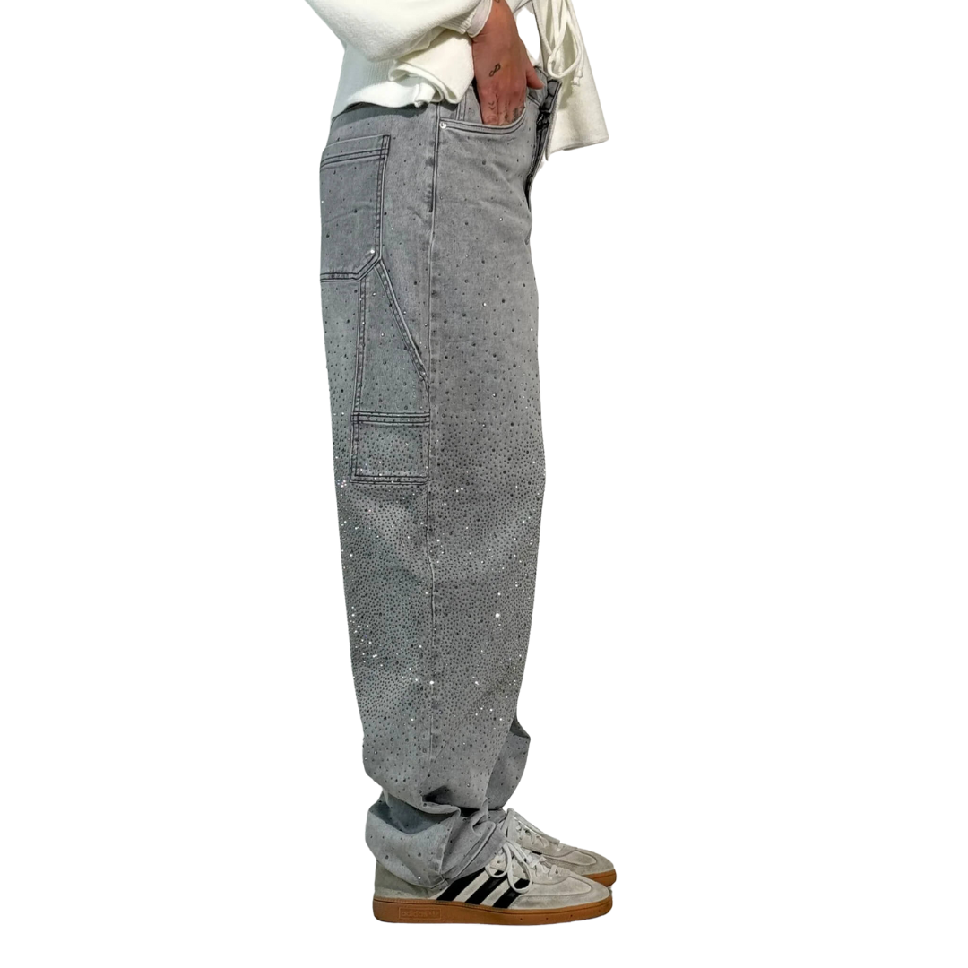 Rosaline - Los Jeans Carpenter con Paillettes y Talle Ajustado