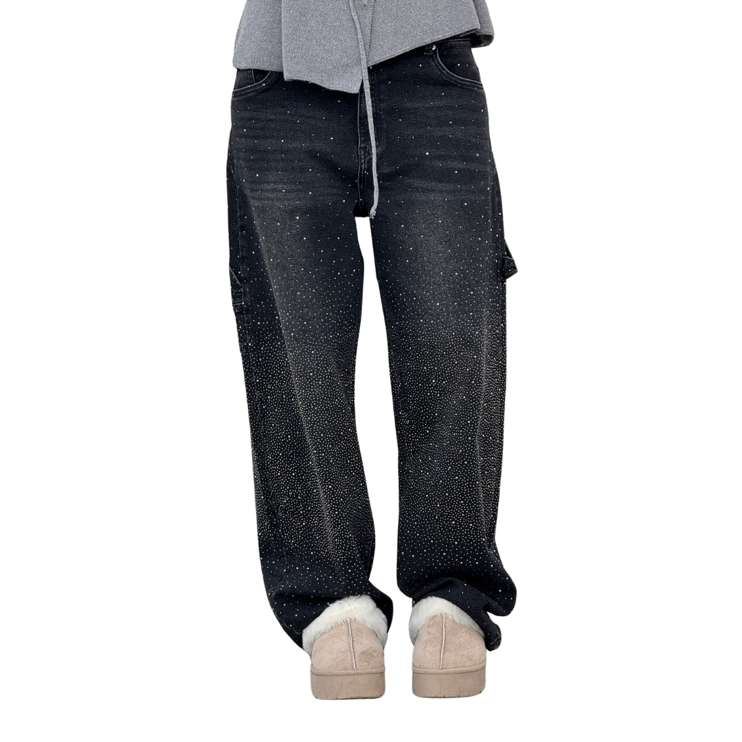 Rosaline - Los Jeans Carpenter con Paillettes y Talle Ajustado