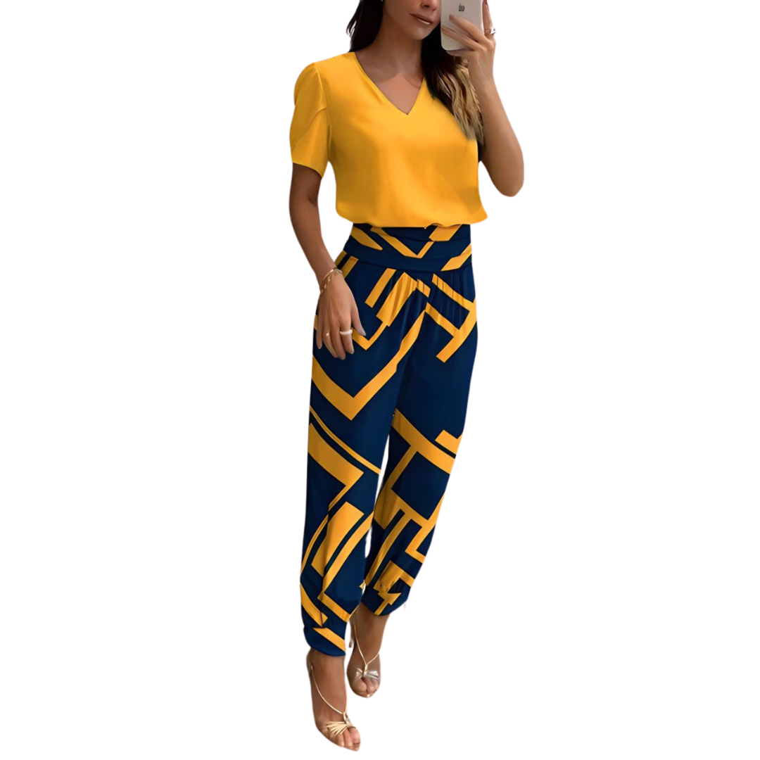 Alexandra - El Conjunto de Blusa y Pantalón Elegante