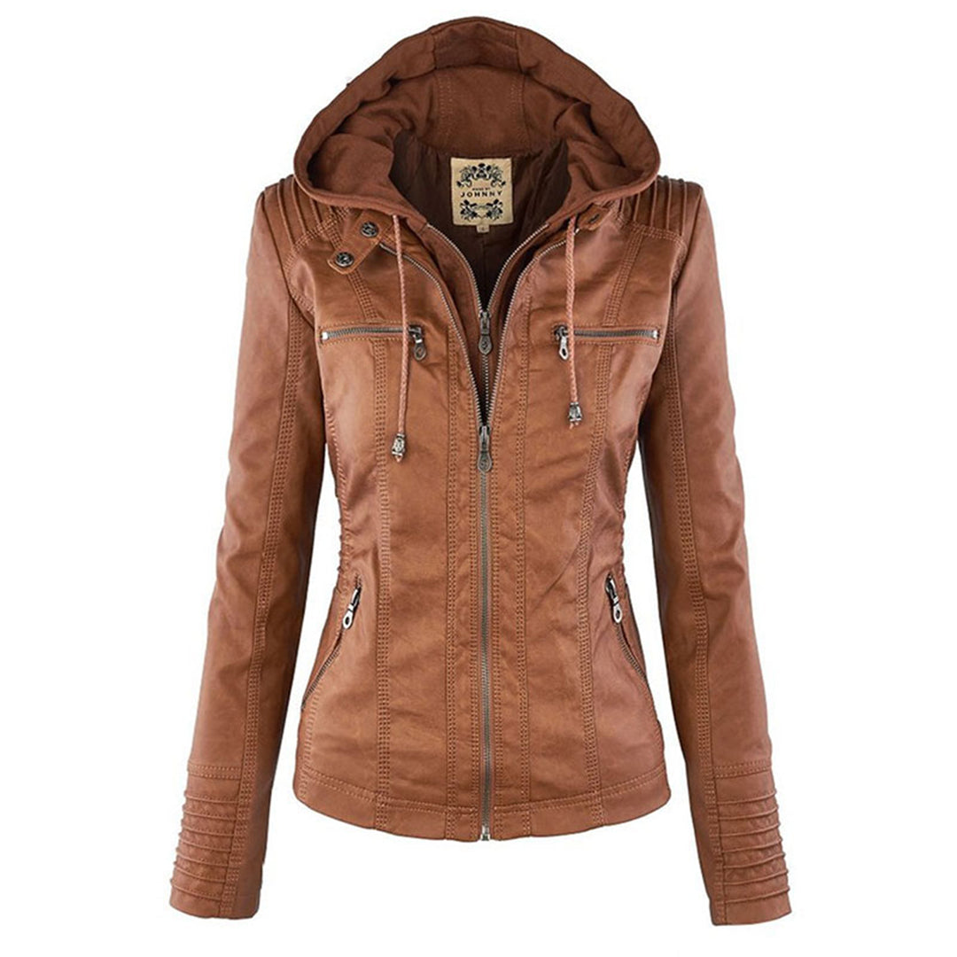 Kamila - La Chaqueta de Cuero con Capucha