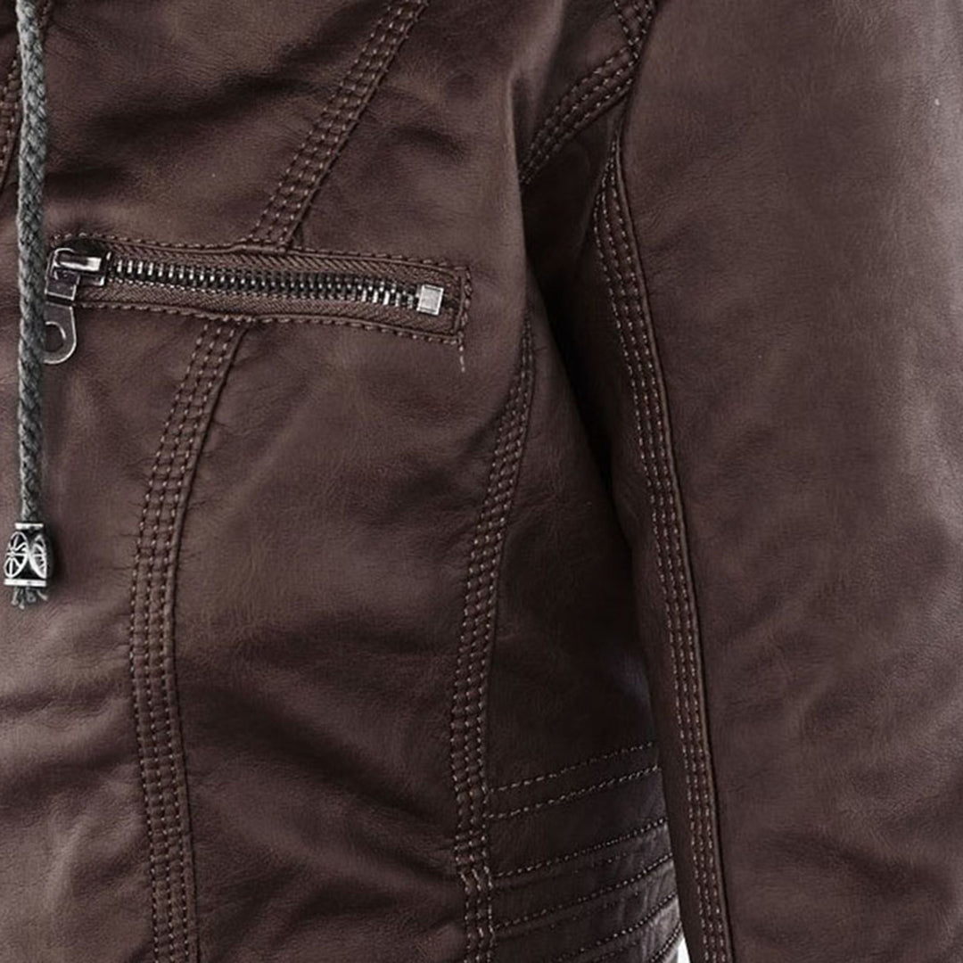 Kamila - La Chaqueta de Cuero con Capucha