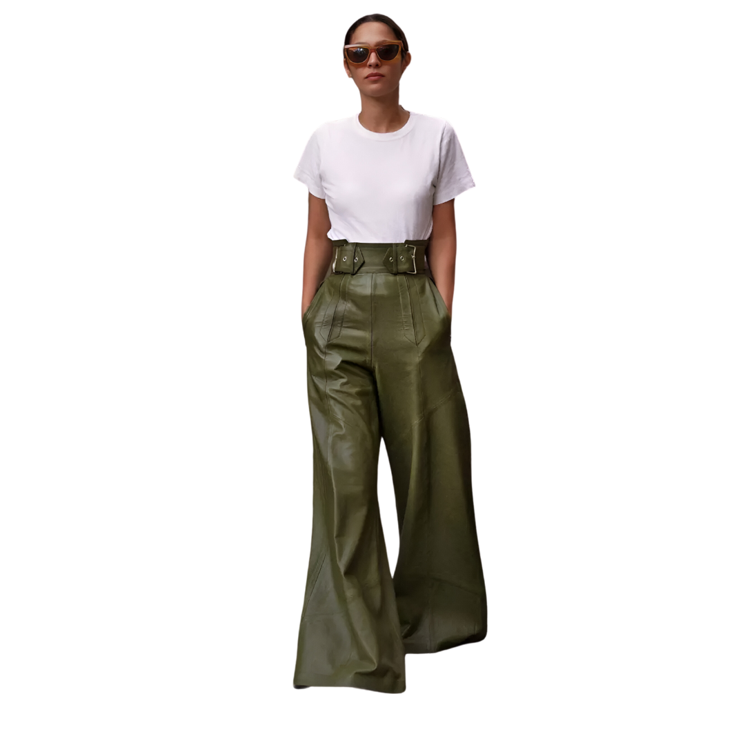 Nora - El Pantalón de Cuero Sintético de Talle Alto