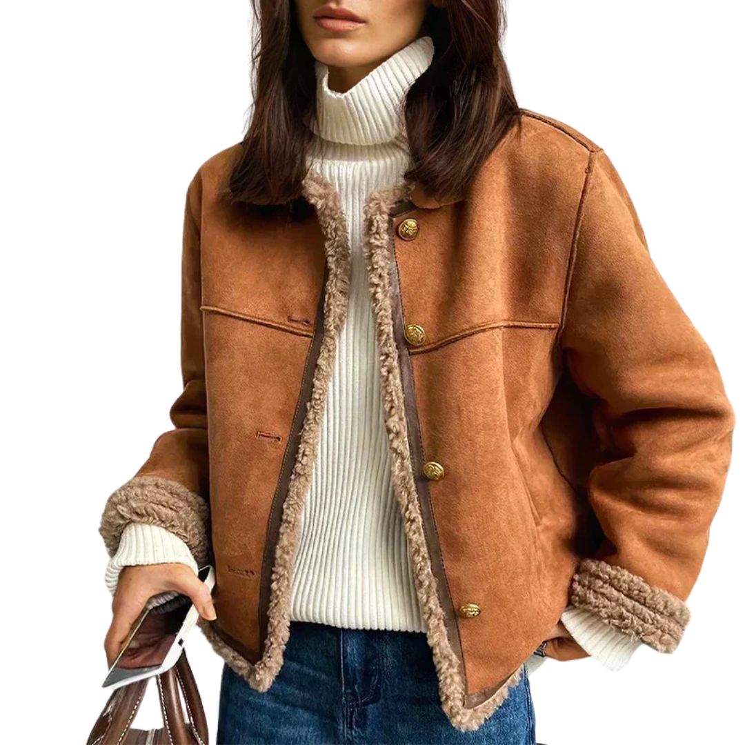 Rosalie - La Chaqueta de Cuero de Oveja con Botones